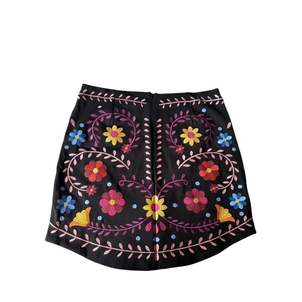 Herencia Collection MorelosState Catrina Embroidered Mini Skirt size XL Floral M - Picture 3 of 9